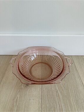 Vintage Anchor Hocking Mayfair Pink Depression Glass Vegetable Bowl – 1930s